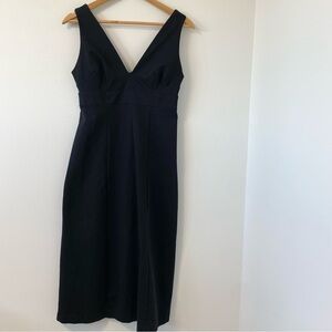 Boden Midi LBD Ponte Knit Sleeveless Sheath Dress Black Stretch Office Petite